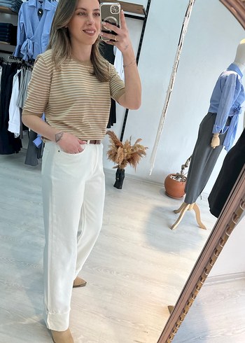 Kırık beyaz jean - Görsel 3