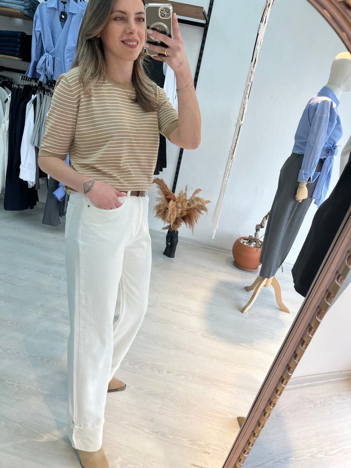 Kırık beyaz jean - Görsel 3