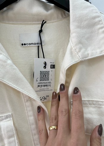 Beyaz Denim Kadın Midi Ceket - Görsel 2