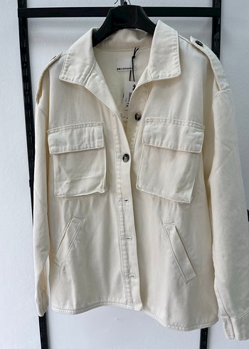 Beyaz Denim Kadın Midi Ceket - Görsel 3