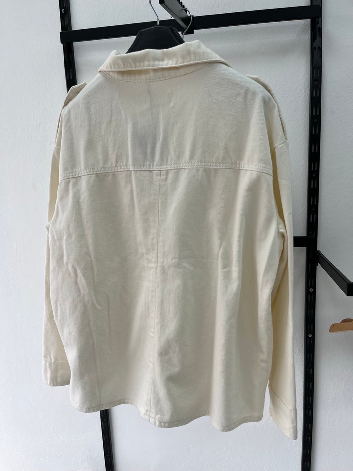 Beyaz Denim Kadın Midi Ceket - Görsel 4