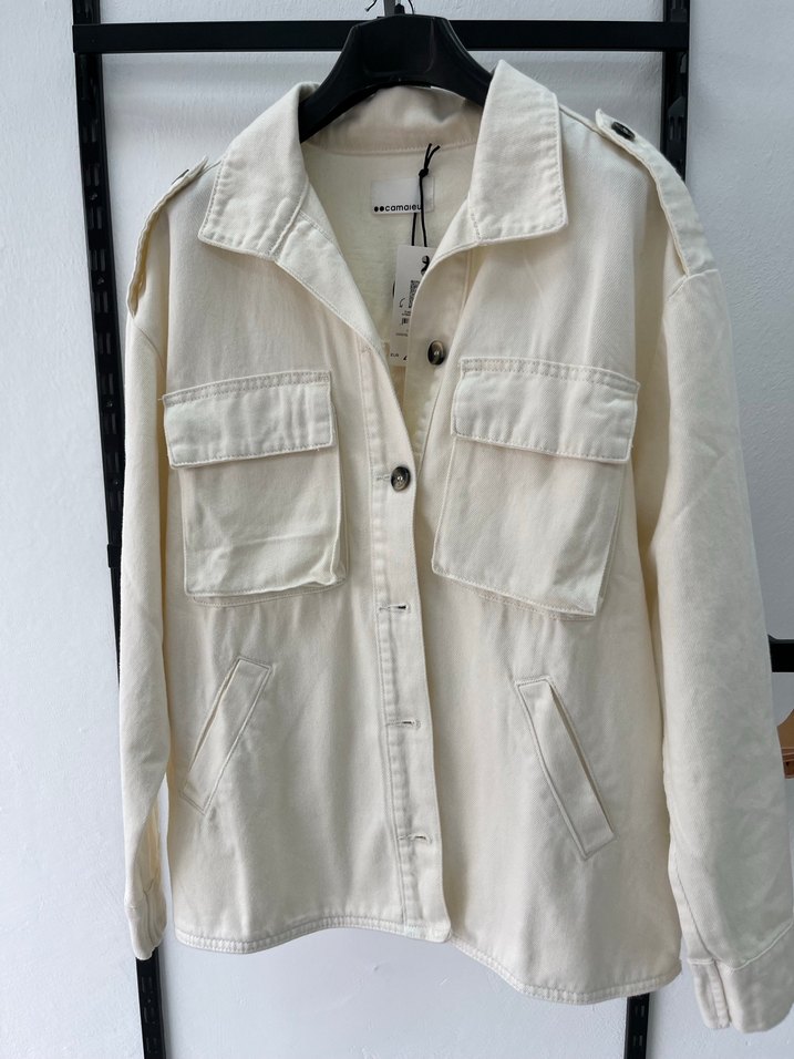 Beyaz Denim Kadın Midi Ceket - Görsel 3