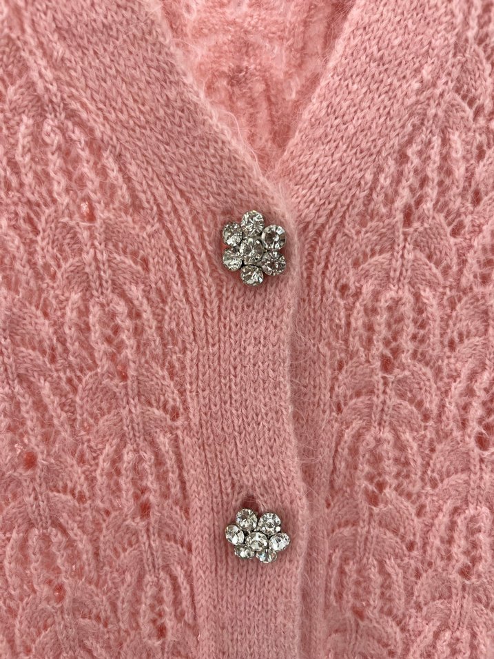 Pembe Kolsuz Örgü Kadın yelek - Görsel 2