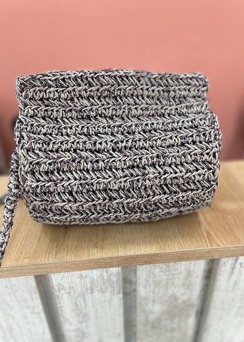 Gri Örgü Kadın Omuz Çantası - Görsel 6