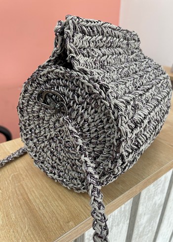 Gri Örgü Kadın Omuz Çantası - Görsel 3