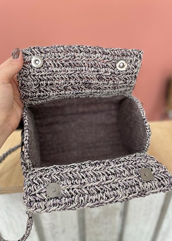 Gri Örgü Kadın Omuz Çantası - Görsel 5