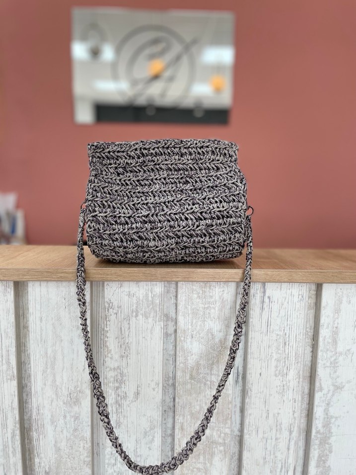 Gri Örgü Kadın Omuz Çantası - Görsel 2