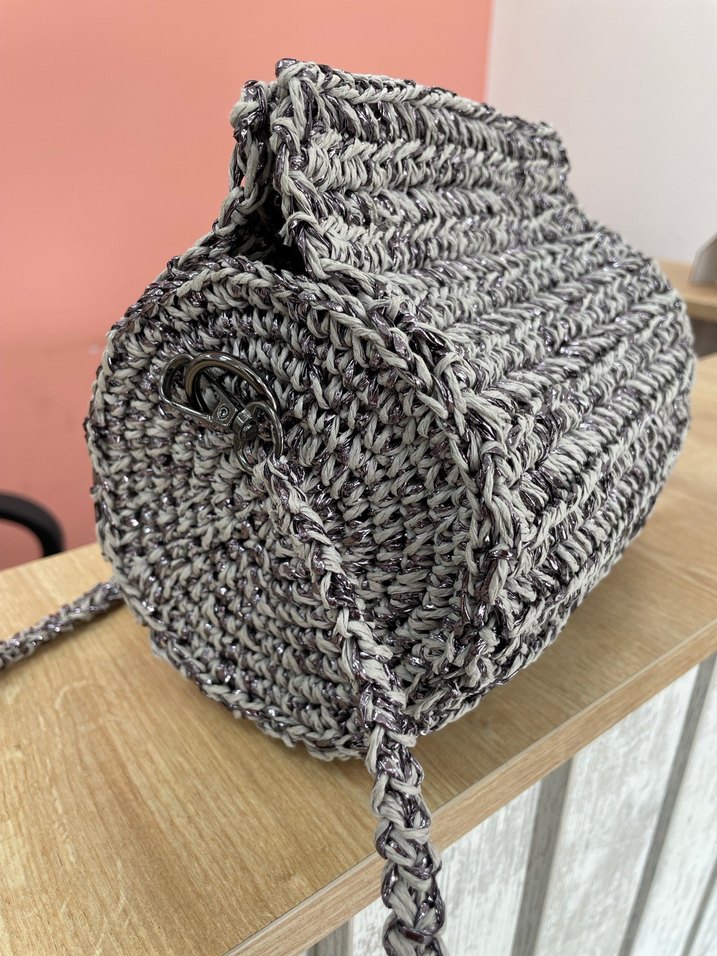 Gri Örgü Kadın Omuz Çantası - Görsel 3