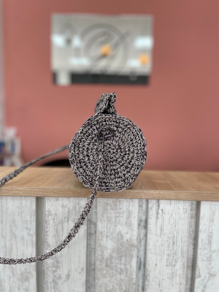 Gri Örgü Kadın Omuz Çantası - Görsel 4