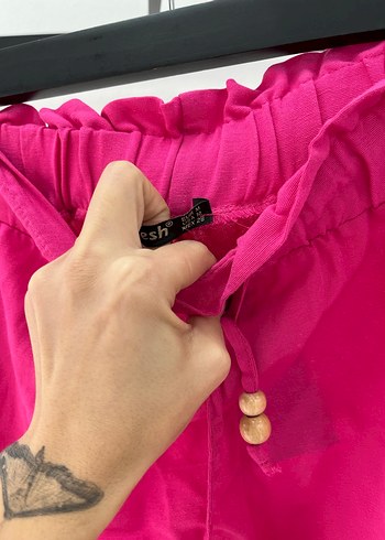 Pembe Keten Mini Şort - Görsel 2