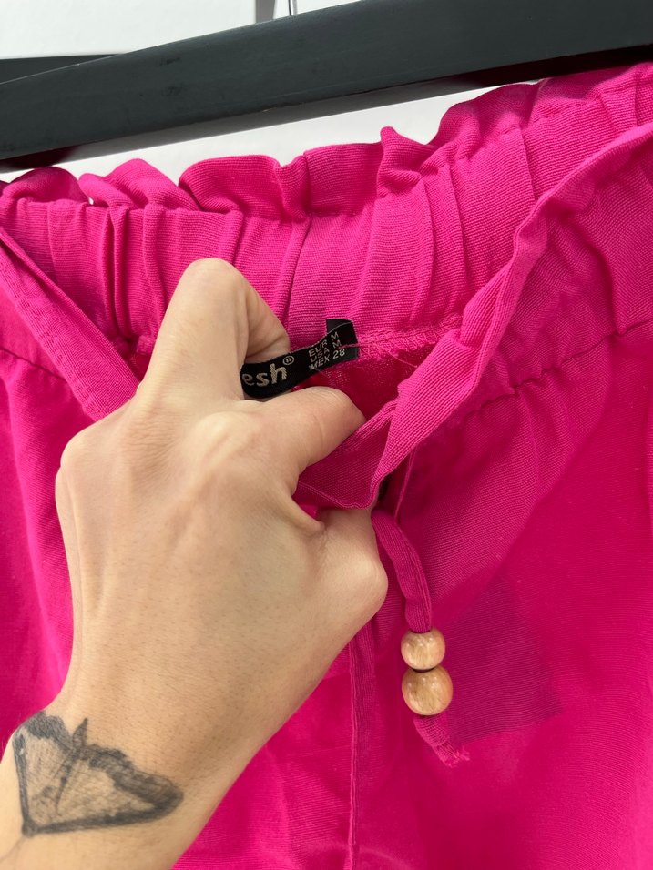 Pembe Keten Mini Şort - Görsel 2