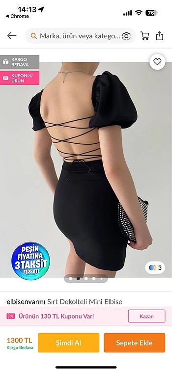 Trendyol & Milla Siyah sırtı baglamalı elbise