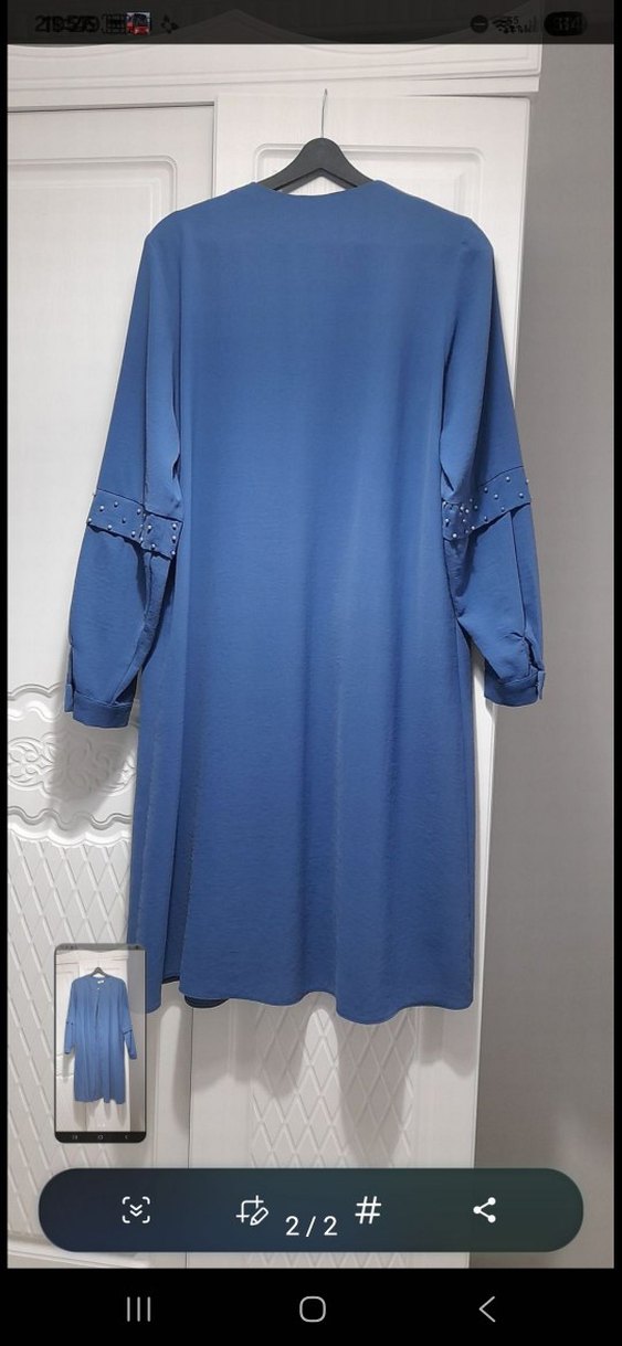 Mavi Düğmeli Uzun Kollu Kadın Tunik - Görsel 2