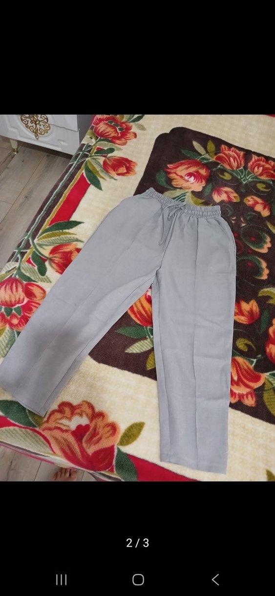 Gri Kadın Piliseli Kumaş Pantolon - Görsel 2