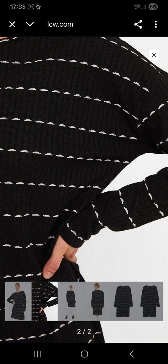 Siyah İnce Çizgili Kadın Triko Kazak - Görsel 2