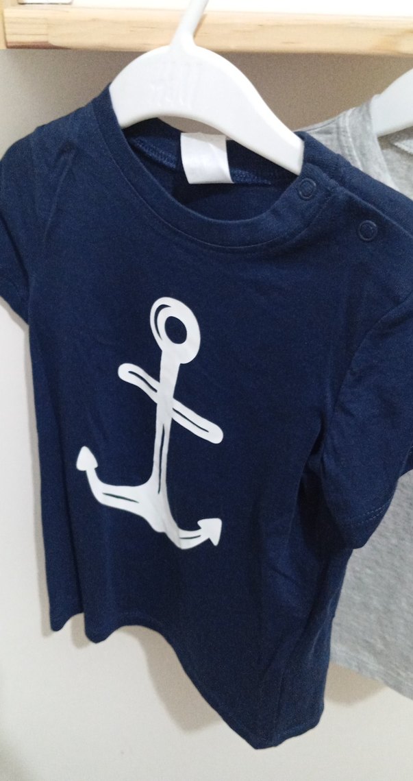 Erkek Çocuk Gri Pamuklu Kısa Kollu lacivert tişört ler - Görsel 3