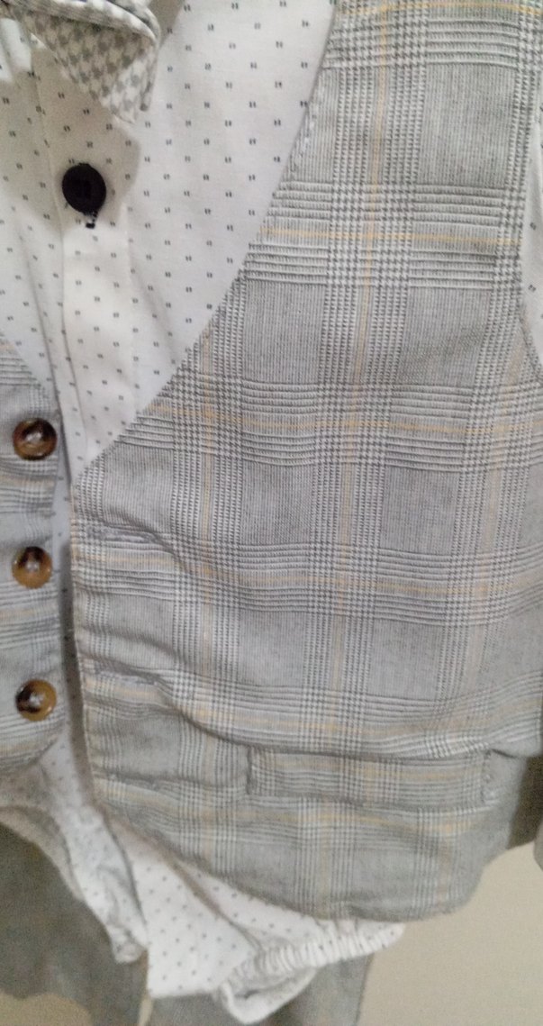 Gri Keten Çocuk Yelekli  takım elbise ekstra body Side varr - Görsel 2