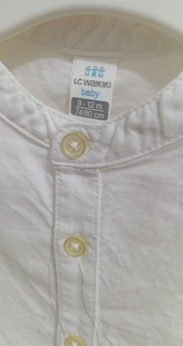 Erkek Çocuk Beyaz Kısa Kollu Pamuklu Gömlek - Görsel 2