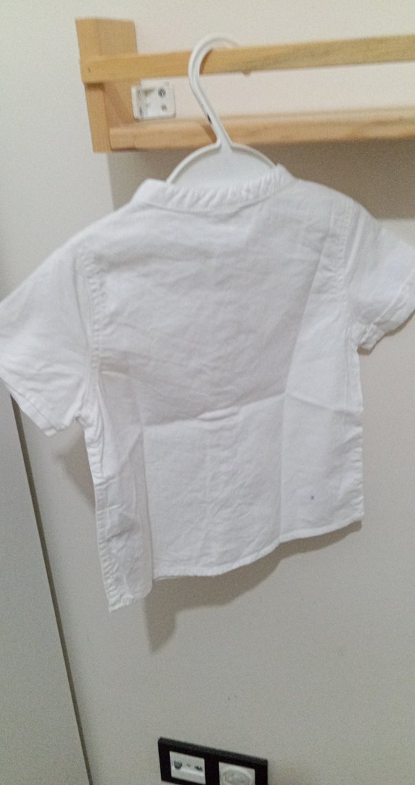 Erkek Çocuk Beyaz Kısa Kollu Pamuklu Gömlek - Görsel 4