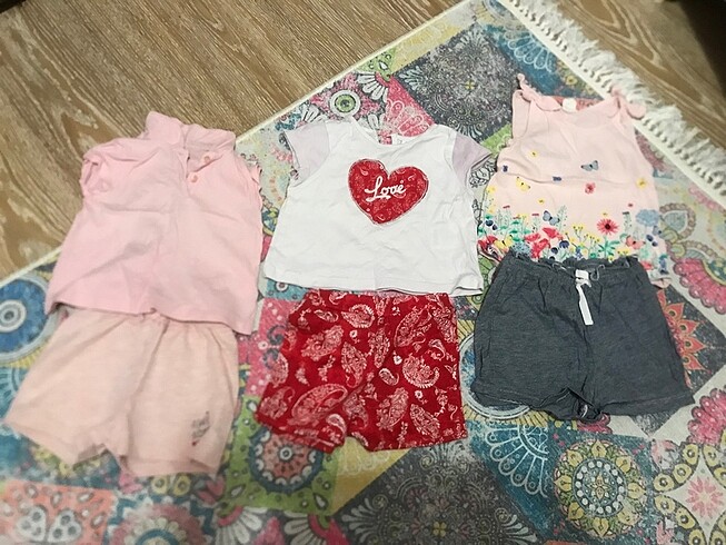3 adet Kız bebek şortlu takım