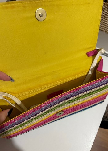 Renkli Çizgili Örgü Bohem Kadın Portföy Çanta - Görsel 2