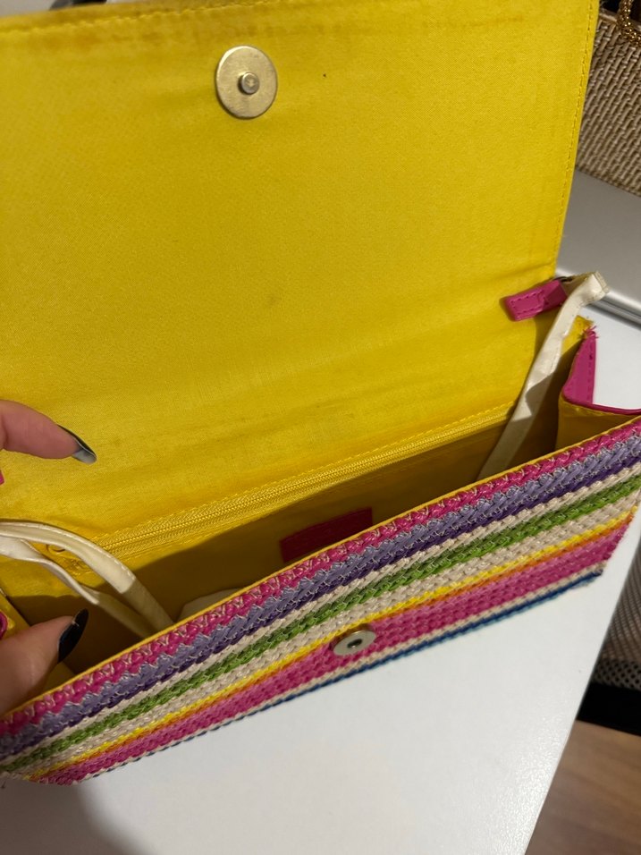 Renkli Çizgili Örgü Bohem Kadın Portföy Çanta - Görsel 2