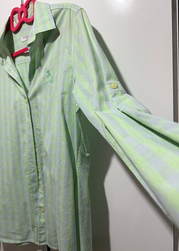 Yeşil Düğmeli Pamuklu Uzun Kollu Gömlek - Görsel 4