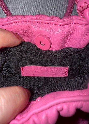 Zara Pembe Deri çıtçıtlı Kadın Çanta - Görsel 2