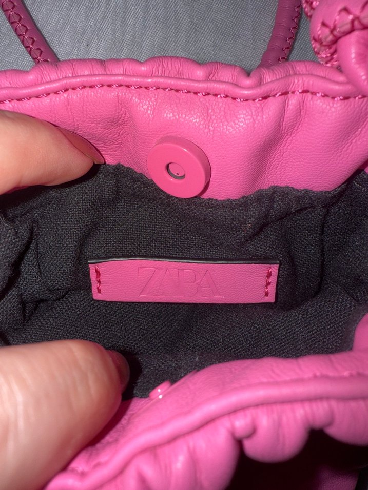 Zara Pembe Deri çıtçıtlı Kadın Çanta - Görsel 2