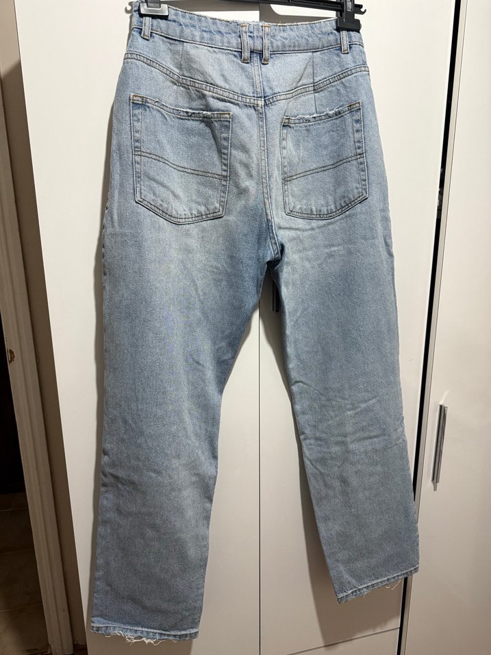 Mavi Yırtık Detaylı Salaş Kot Pantolon - Görsel 3