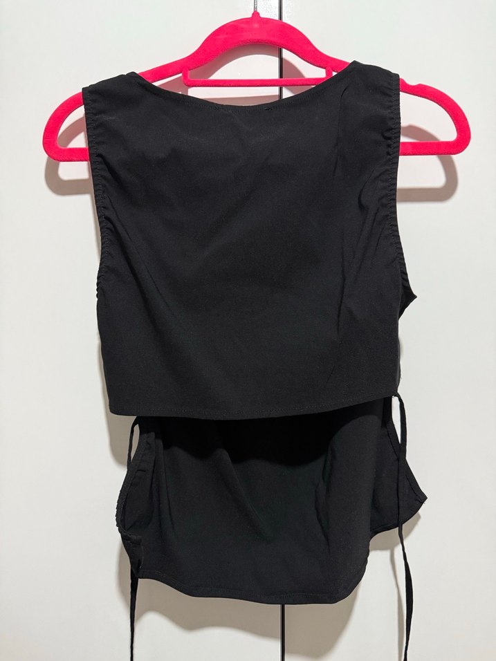 Siyah BERSHKA Kemerli İnce Askılı Kadın Atlet - Görsel 2