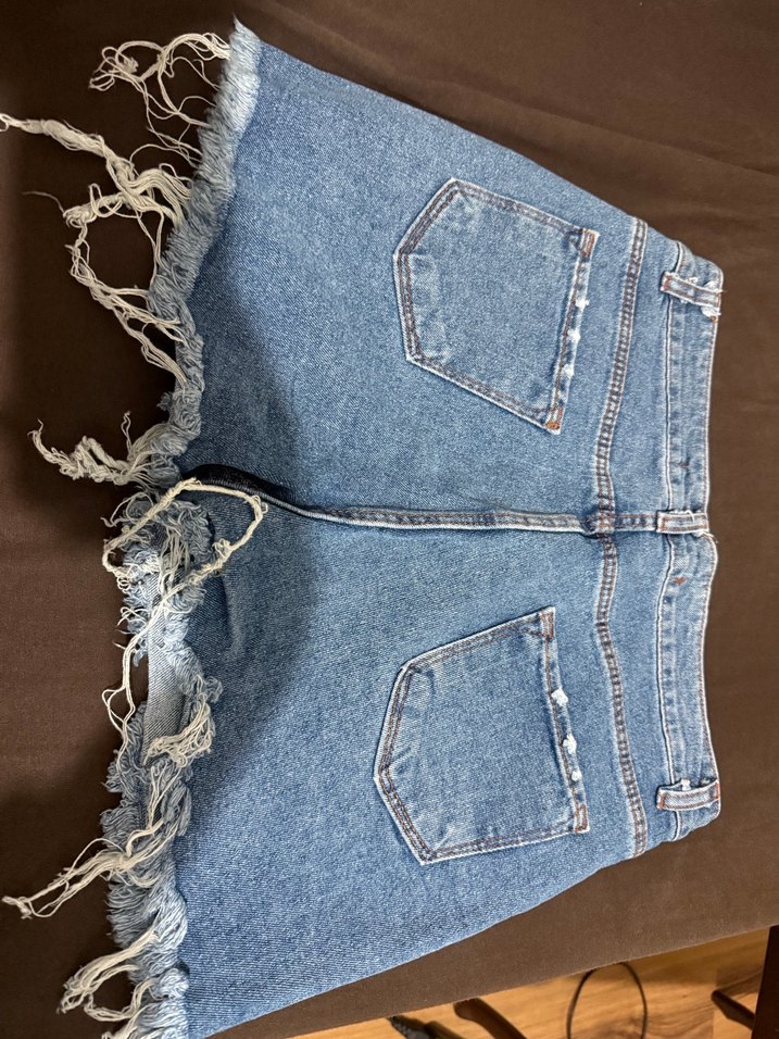 Kadın Mavi Kot Mini Şort - Görsel 2