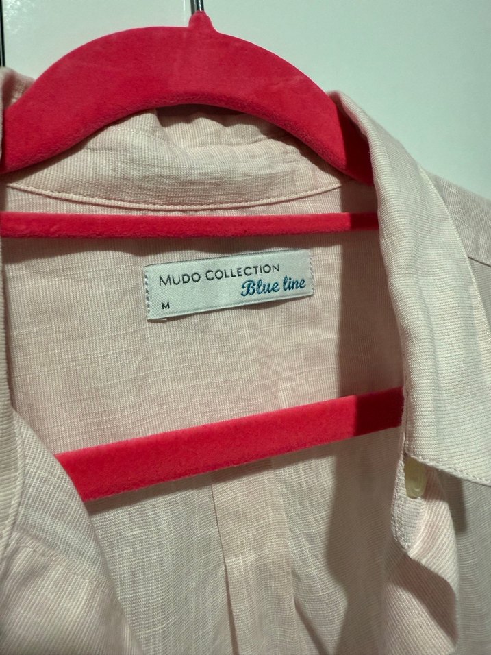 Pudra Renkli Uzun Kollu Keten Gömlek - Görsel 2