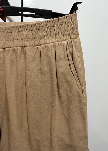 Bej Kadın Keten Rahat Kesim Pantolon - Görsel 2