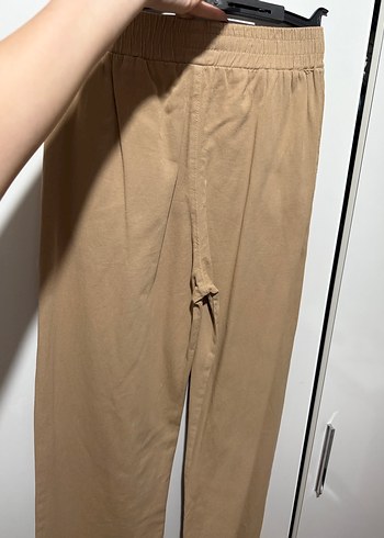 Bej Kadın Keten Rahat Kesim Pantolon - Görsel 3