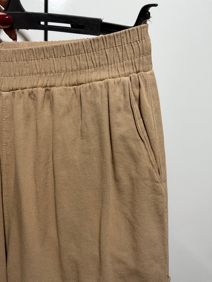 Bej Kadın Keten Rahat Kesim Pantolon - Görsel 2