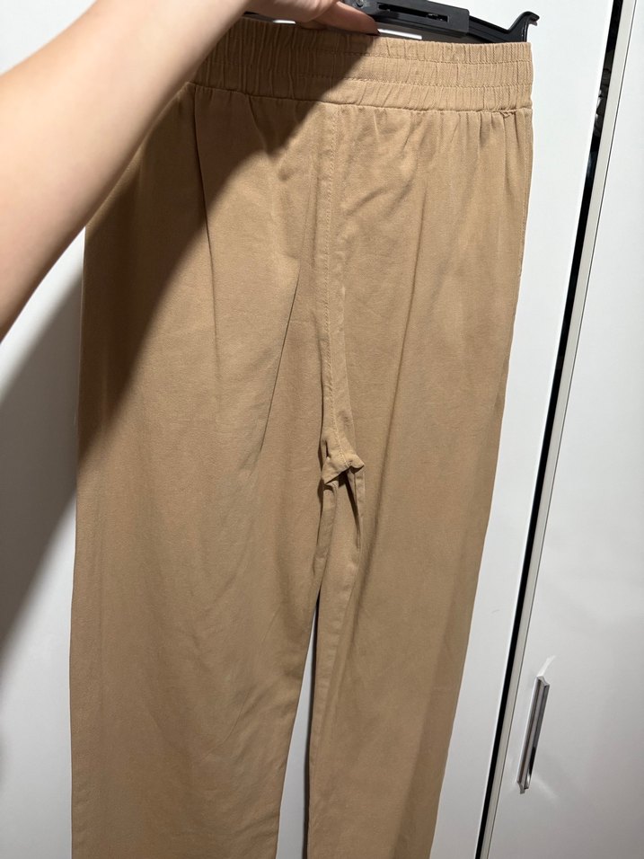 Bej Kadın Keten Rahat Kesim Pantolon - Görsel 3