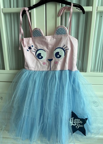 Denokids Kız Çocuk Pembe Mavi Tül Elbise