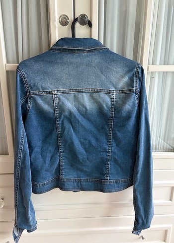 Mango Mavi Kadın Denim Ceket Likralı