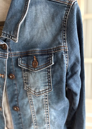 s Beden mavi Renk Mavi Kadın Denim Ceket Likralı