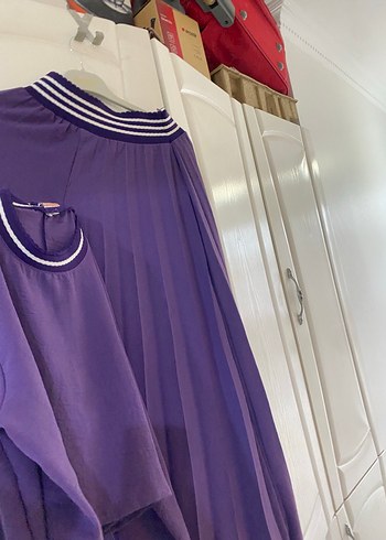 Mor Pilili Uzun Kollu Kadın etek takım - Görsel 4