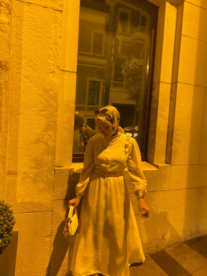 Sarı Bohem Uzun Kadın tesettür etek takım - Görsel 3