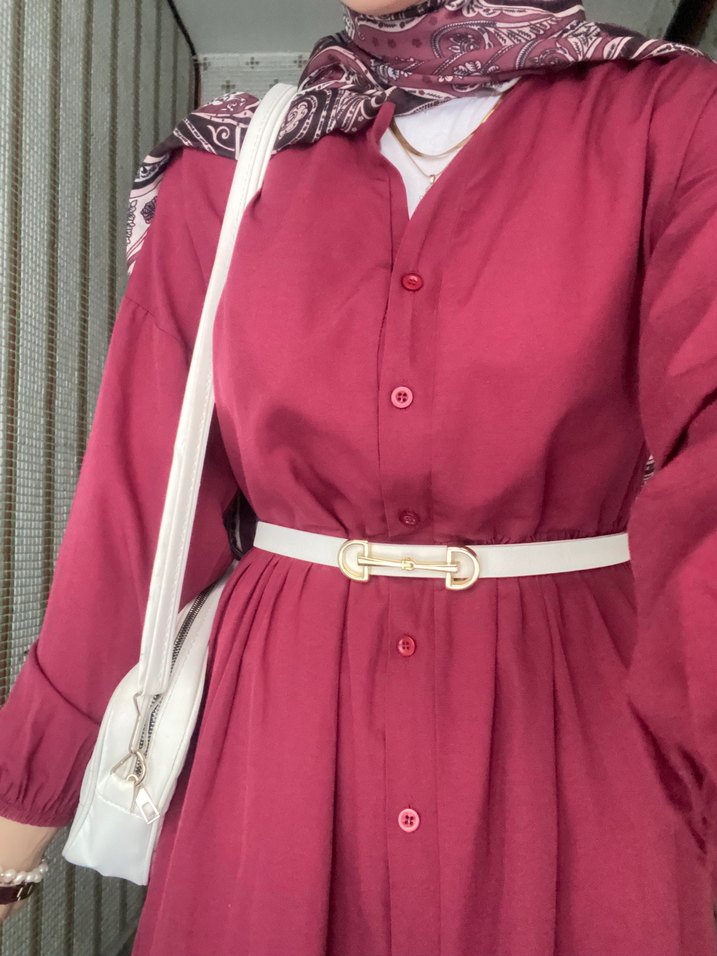 Bordo Bohem Salaş Uzun Elbise - Görsel 4