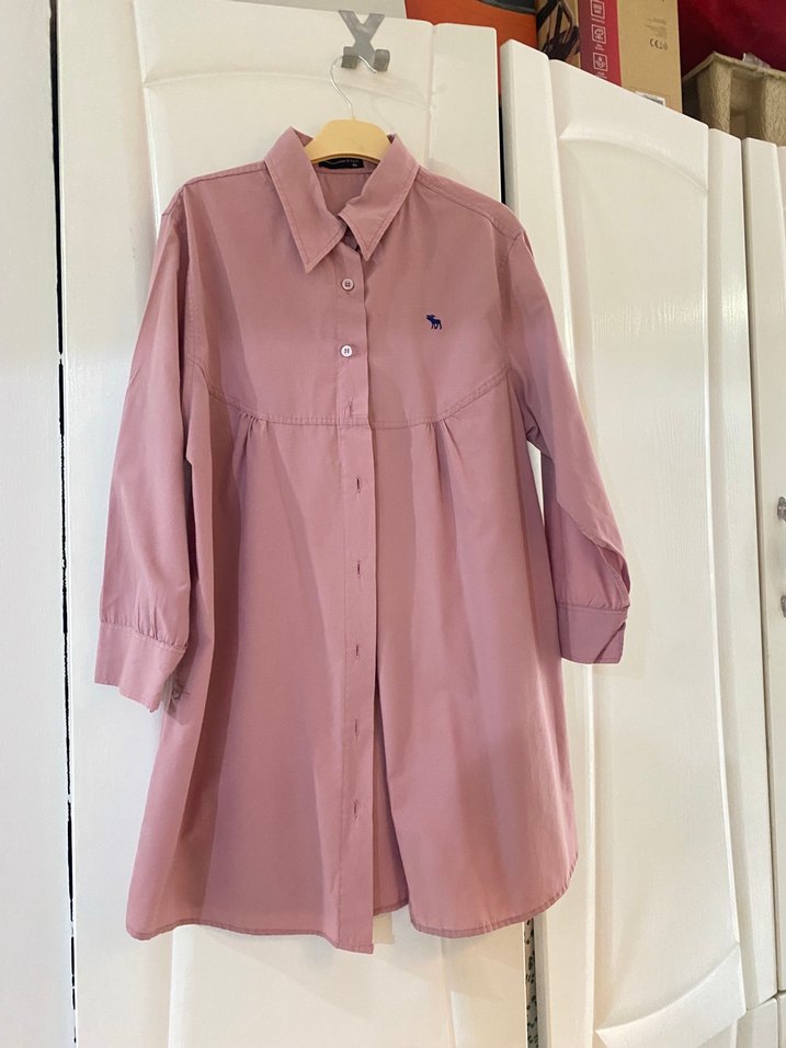 Pembe Bağcıklı Kadın Gömlek - Görsel 5