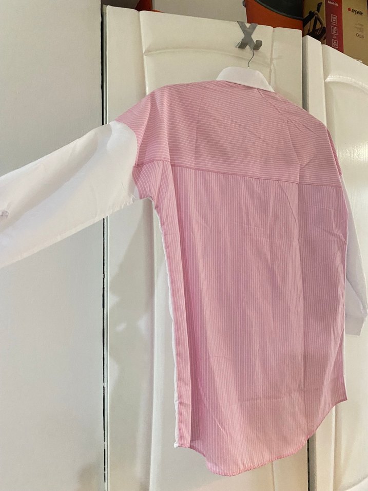 Pembe Bağcıklı Kadın Gömlek - Görsel 3