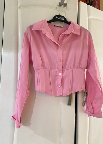 Mavi Keten Düğmeli Uzun Kollu Gömlek - Görsel 7