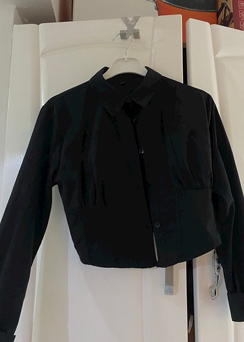 Mavi Keten Düğmeli Uzun Kollu Gömlek - Görsel 6