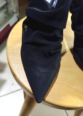 37 Beden siyah Renk Kadın Siyah Pliseli Stiletto Topuklu terlik