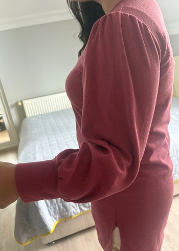 xl Beden bordo Renk Kadın Bordo Midi Triko Elbise