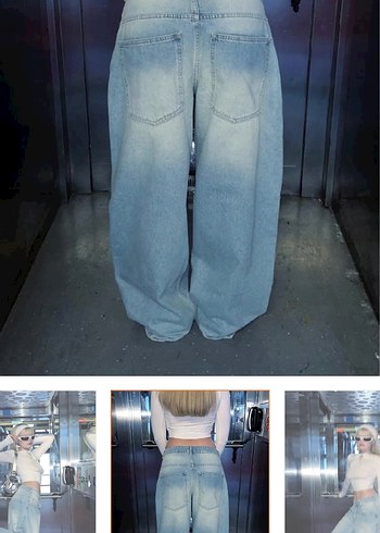 bases bol kesim baggy jean - Görsel 3